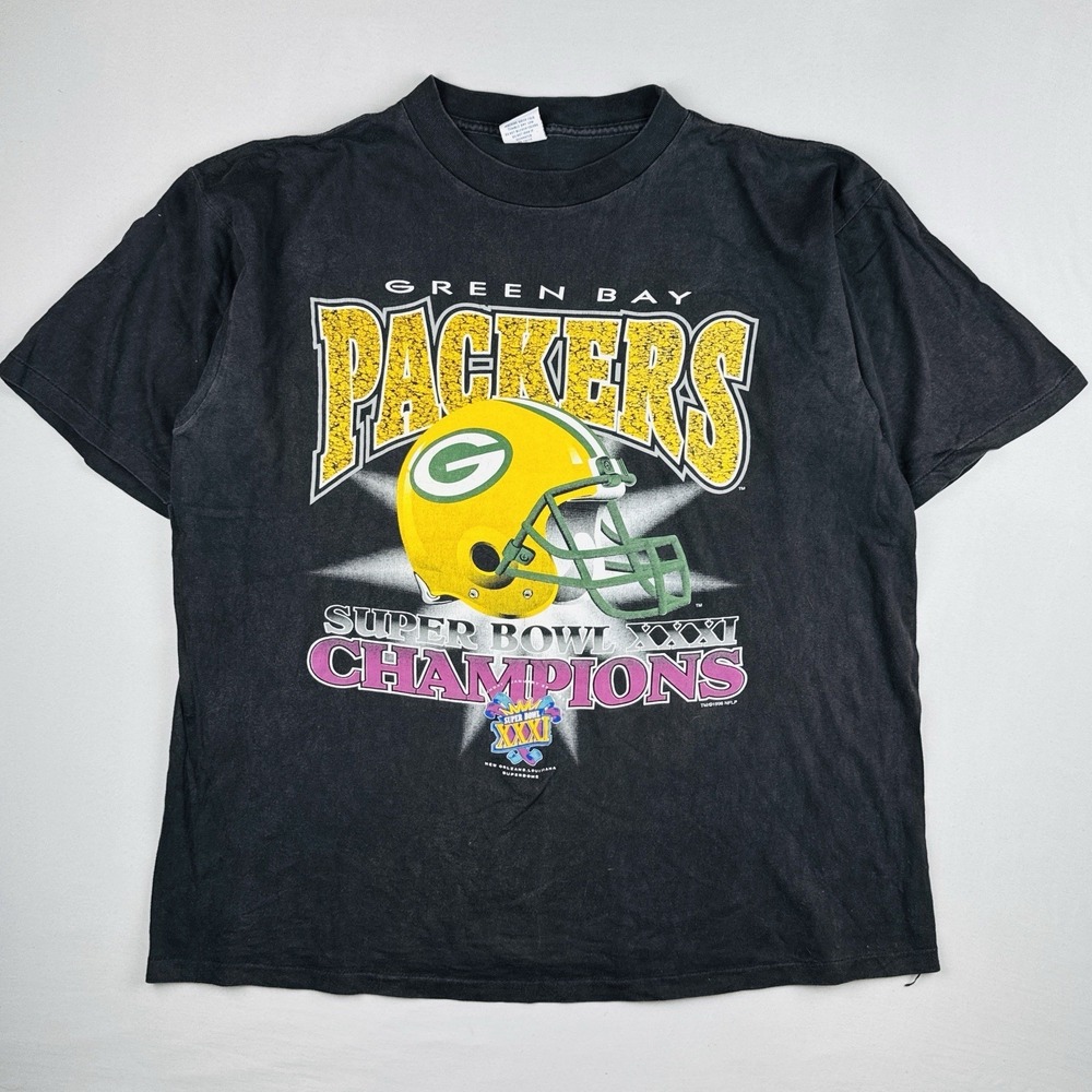 Vintage 90s Green Bay Packers Super Bowl XXXI Champions T Shirt NFL XL